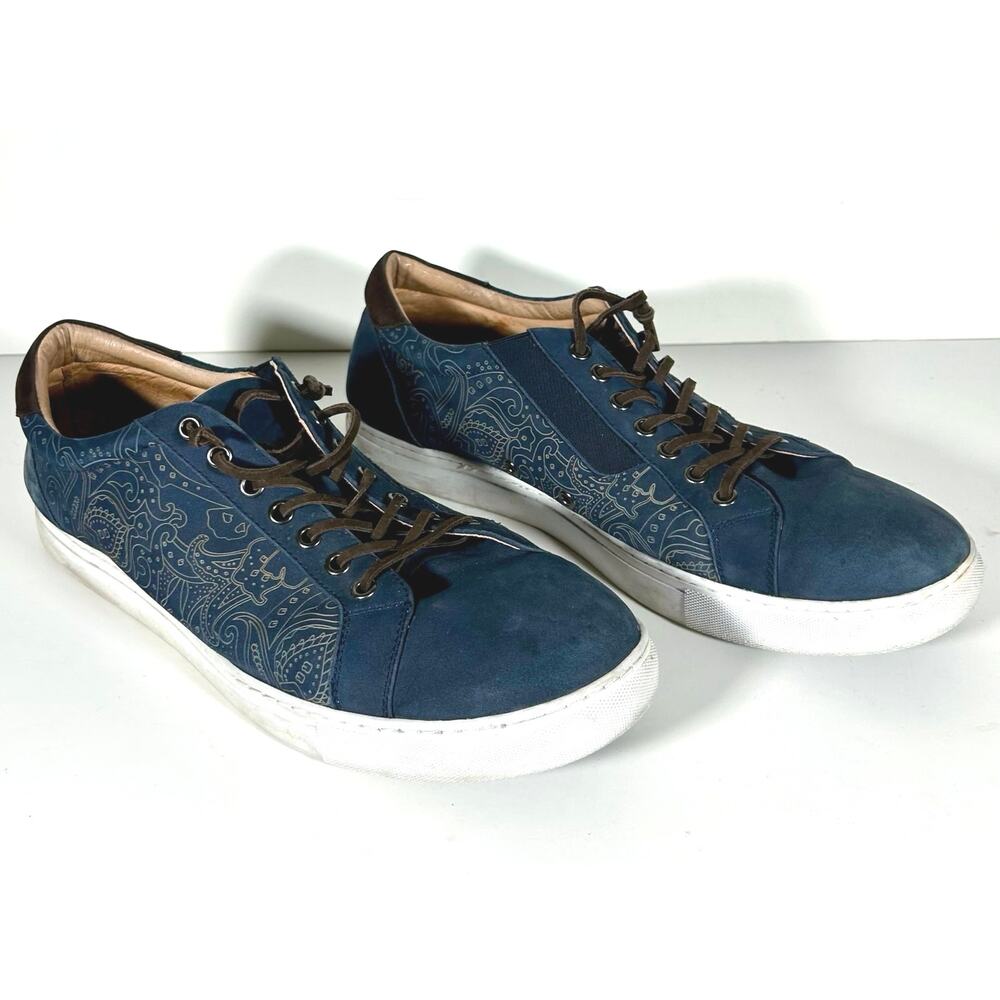 Robert Graham Lima Blue Paisley Nubuck Leather Lifestyle Sneakers Men’s Size 13